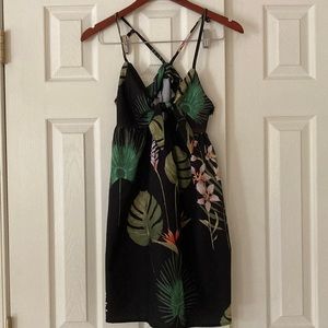 Tropical Black Floral Sundress